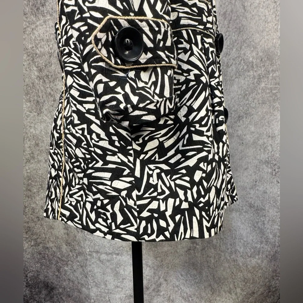 Sharon Young Abstract Print Jacket Size 8 Black White Career Chic Coat - Picture 6 of 14